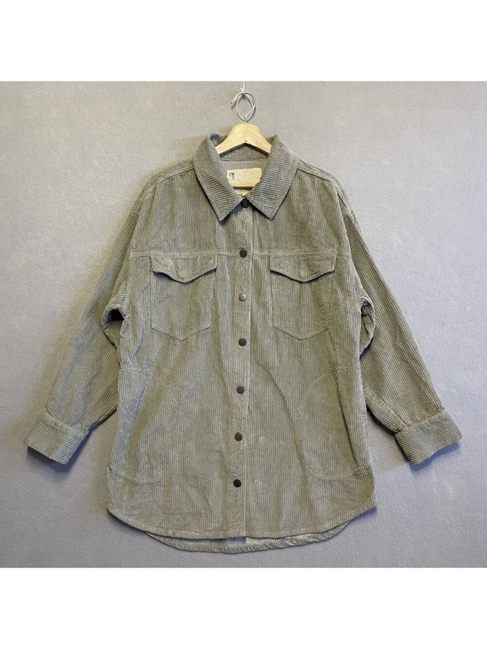 Pilcro Womens Corduroy Button-Up Overshirt In Moss Green Size M 100% Cotton